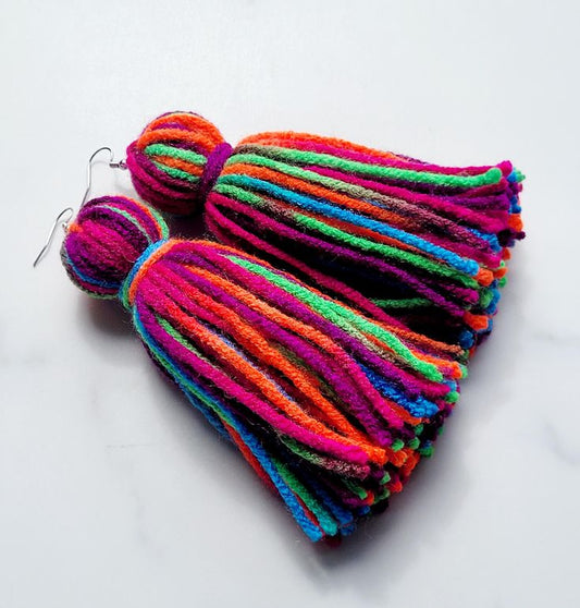 Neon Multi-Colored Chucky Tassel Earrings